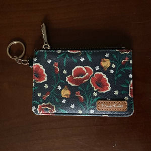 Monarque - Frida Kahlo Floral Pattern Keychain Zipped Wallet with Pockets